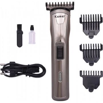 KM-418 Electric Rechargeable Trimmer for Men - Golden Silver 