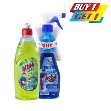 Rok Glass Cleaner Spray buy1 get 1 Rok Dish wash 500ml free