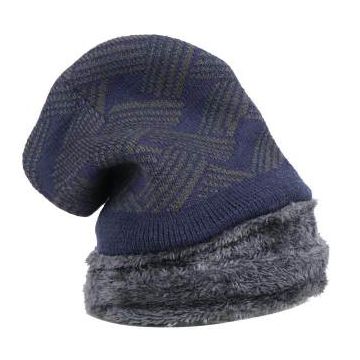 Navy Blue Woolen China Winter Hat For Men