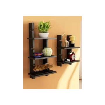 Malaysian Processed Wood Wall Hanging Shelf - Black