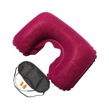 3 In 1 Travel Selection - Neck Pillow,  Earplug, Eye Cover - magenta