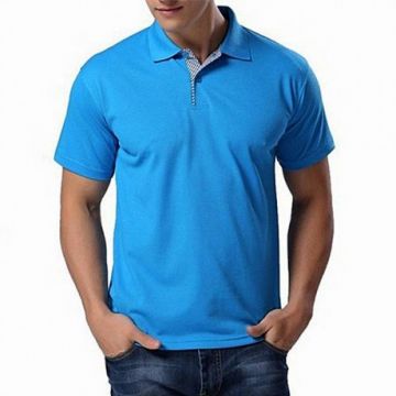 Cyan Cotton Short Sleeve Polo - Men-LKS0155