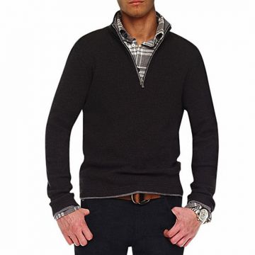 Deep Gray Wool Sweater For Men
