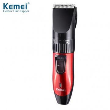 Rechargeable Hair Trimmer - Black and Red - KM-730