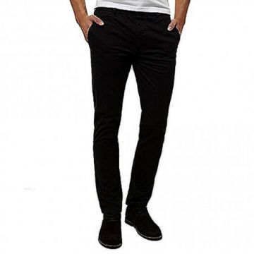Black Twill Gabardine Pant - Men- LKS0190