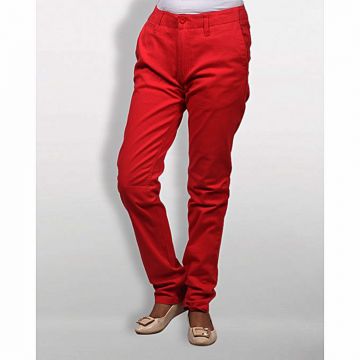 Red Gabardine Pant for Women