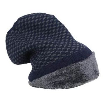 Navy Blue Woolen China Winter Hat For Men