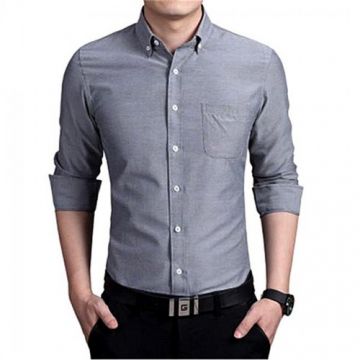 Light Blue Cotton Long Sleeve Shirt - Men