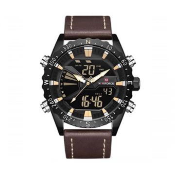 Naviforce Genuine Leather Analog Digital Wrist watch for Men - NF9136M-C