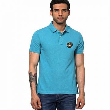 Cotton Casual Short Sleeve Polo - Cyan