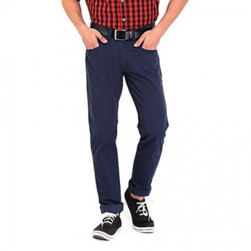 Navy Blue Twill Gabardine Pant For Men