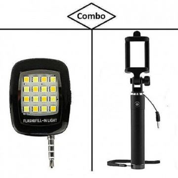 Locust Combo of LED Flash Light and Selfie Stick