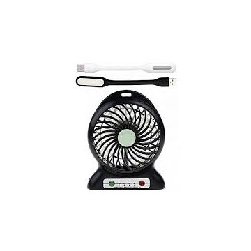  Rechargeable Mini Fan with 2 Piece USB Light - Black and White