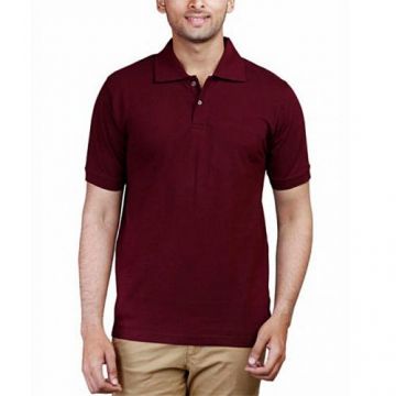 Maroon Cotton Short Sleeve Polo For Men