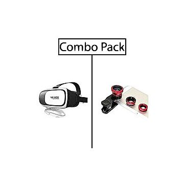  Combo of 3D Glasses VR BOX 2.0 with Remote Controller and Mobile Clip Lens