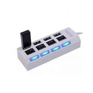  4-Port USB 2.0 HUB with Individual Power Switches - White