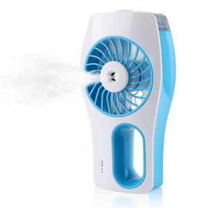 Mini USB Rechargeable Air Conditioning Fan - White and Blue