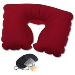 3 In 1 Travel Relax Selection - Neck Pillow, Earplug, Eye Cover  - Maroon