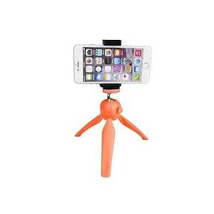 Mini Tripod with Phone Holder Clip for Smartphone - Orange