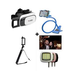  VR BOX Headset + Long Stand + Selfie Stick + LED Flash Light