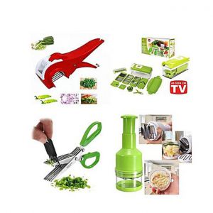  4 In 1 Vegetable Cutter & Chopper - Green and Red