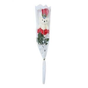 Valentine Rose Stick With Teddy Bear  Special Gift