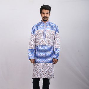 Multi Colour Printed Cotton Panjabi For Men