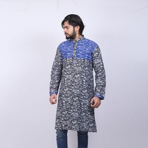Black  Printed Cotton Panjabi For Men