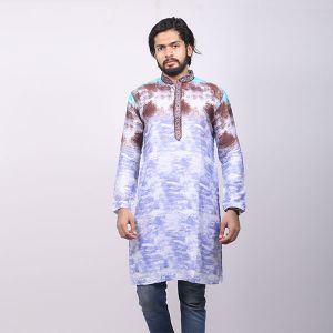 Multi Colour Printed  Cotton Panjabi For Men